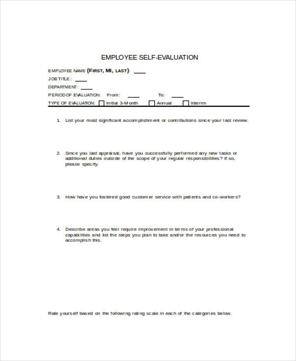 office manager self evaluation form