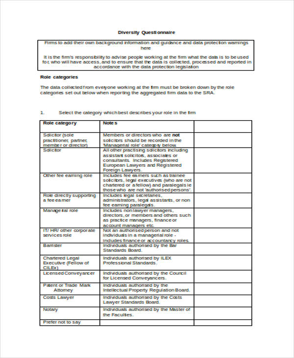 organizational diversity survey form