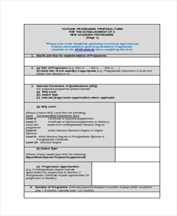 outline programme proposal form