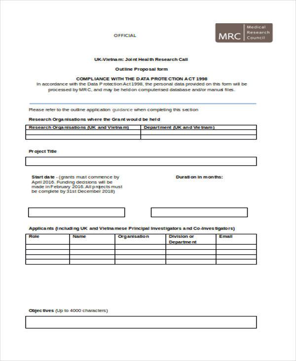 outline proposal form in word