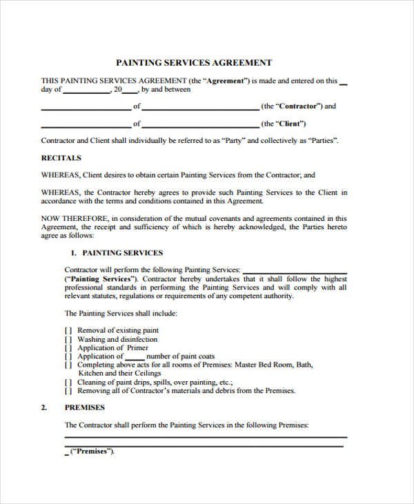 Painting Contract Agreement Sample PDF Template