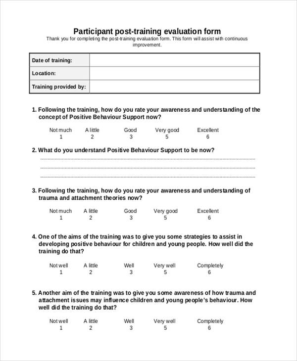 participant post training evaluation form1