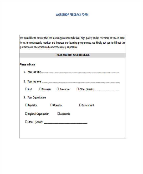 FREE 45 Feedback Forms In PDF