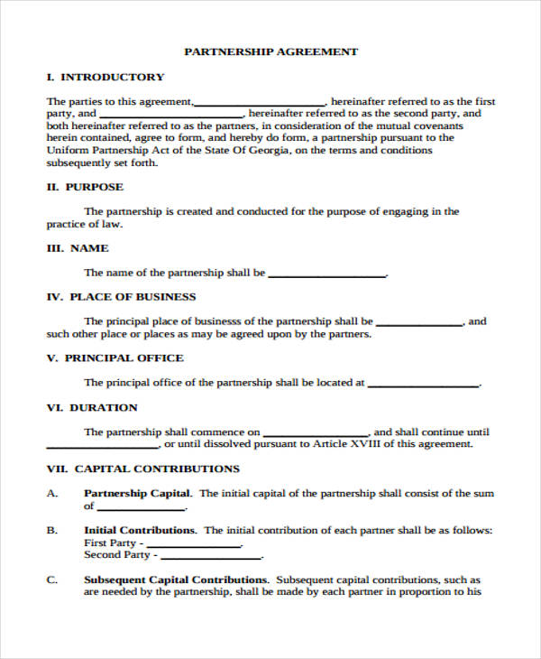 partnership business contract agreement form1