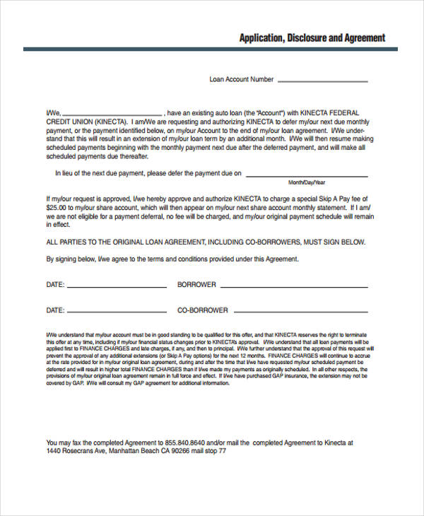 party auto loan agreement form1