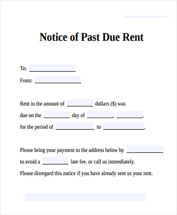 Rent Due Notice Fillable Form Printable Forms Free Online 0537