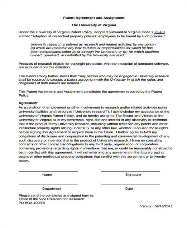 agreement for assignment of inventions