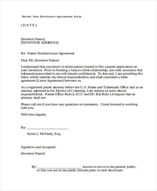 patent non disclosure agreement form1