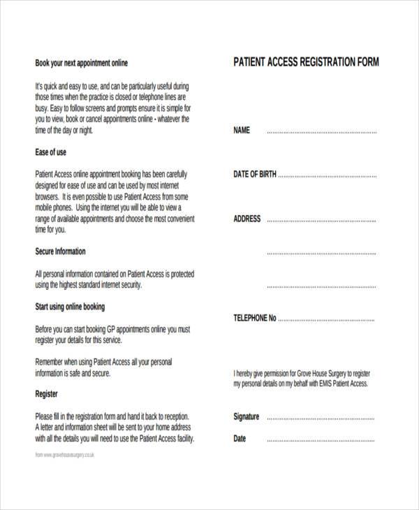 patient access registration form