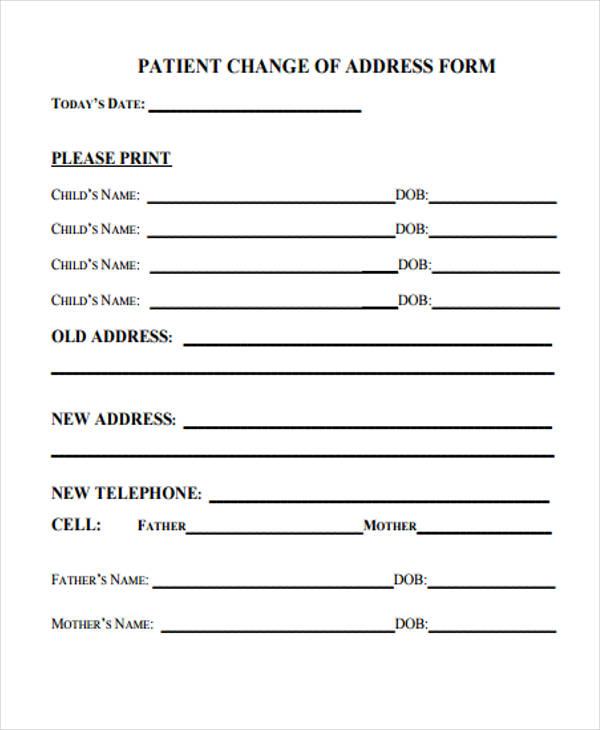 Printable Change Of Address Form