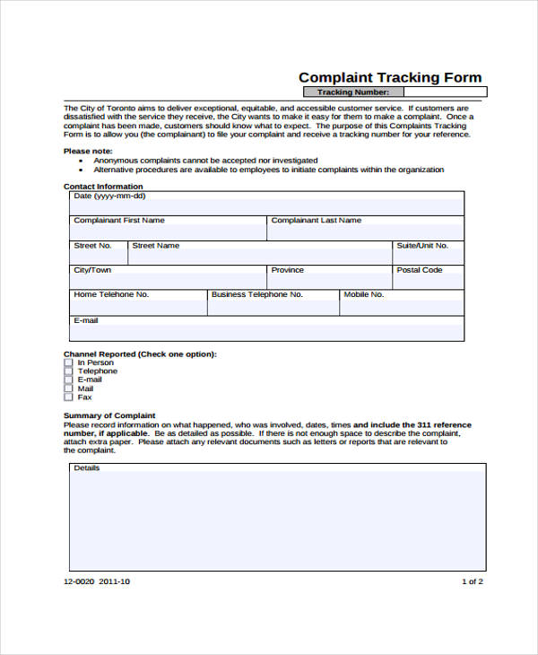 patient complaint tracking form1