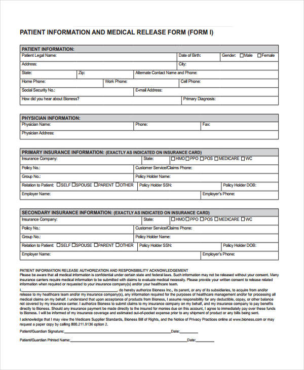 patient insurance release form pdf