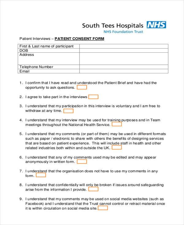 patient interview consent form