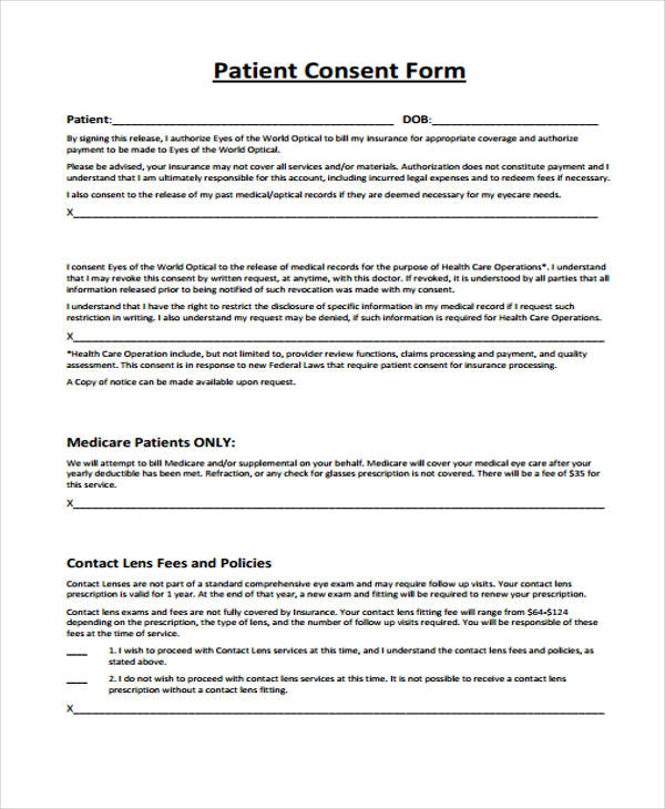 patient release and consent form