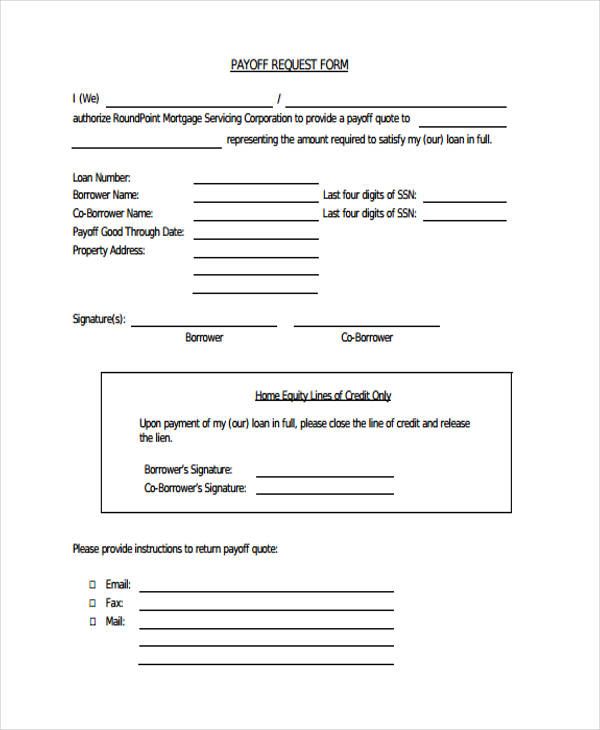 payoff statement request form