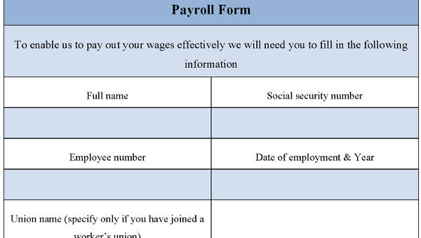 payroll forms in excel