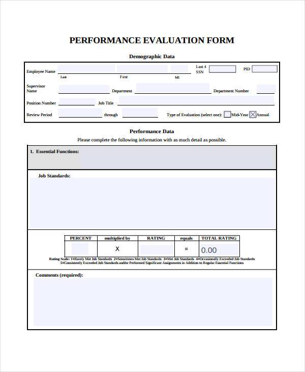 performance self evaluation form