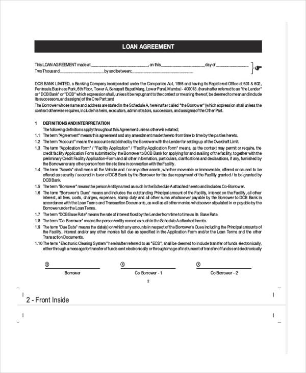 FREE 37  Loan Agreement Forms in PDF MS Word