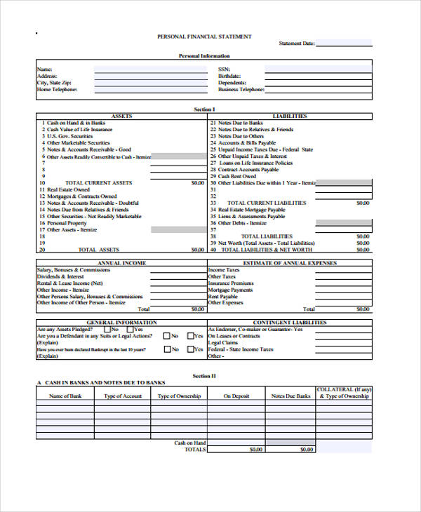 personal financial statement form2