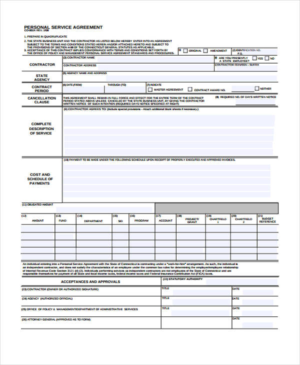personal investment contract agreement form