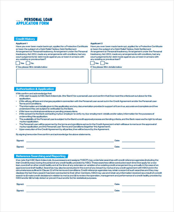 personal loan application agreement form1