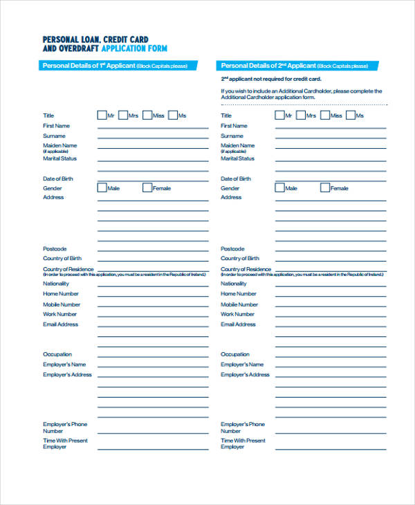 personal loan credit application form1