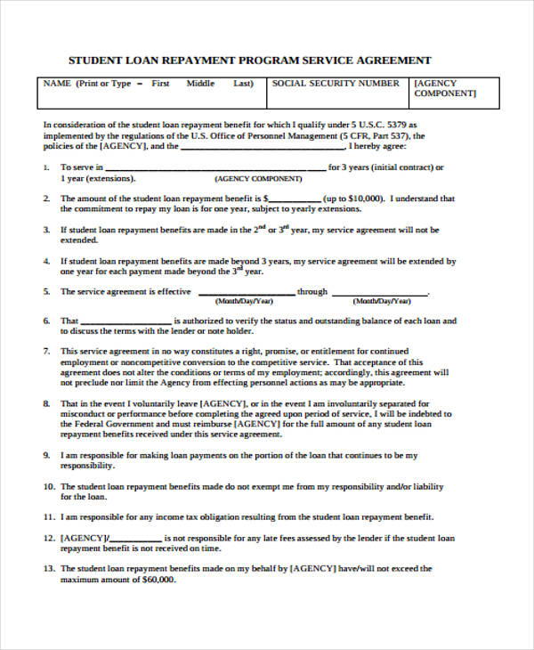 personal loan repayment agreement