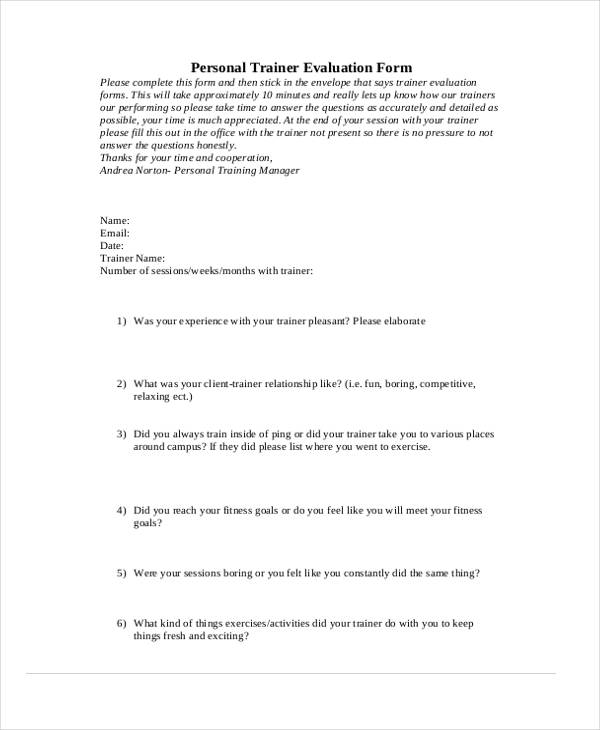 personal training session evaluation form2