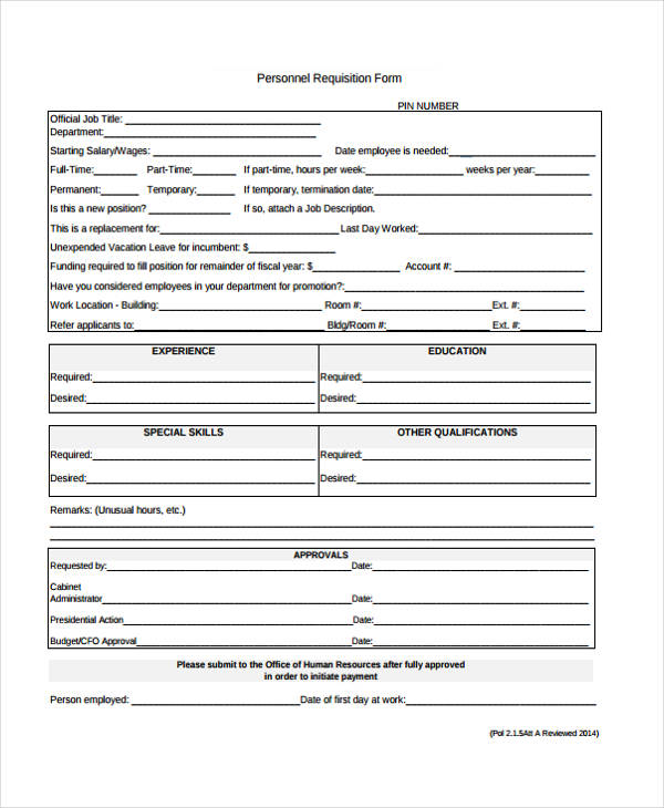personnel requisition form format1