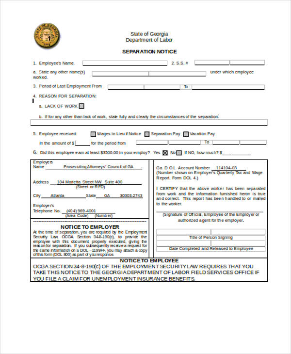 personnel separation notice form1
