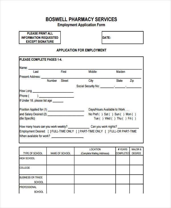 Free 32 Simple Job Application Forms In Pdf Ms Word Excel 3590