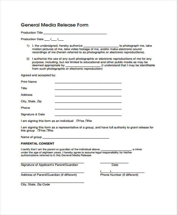 photo media release form template