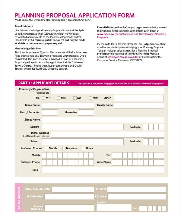 planning proposal application form