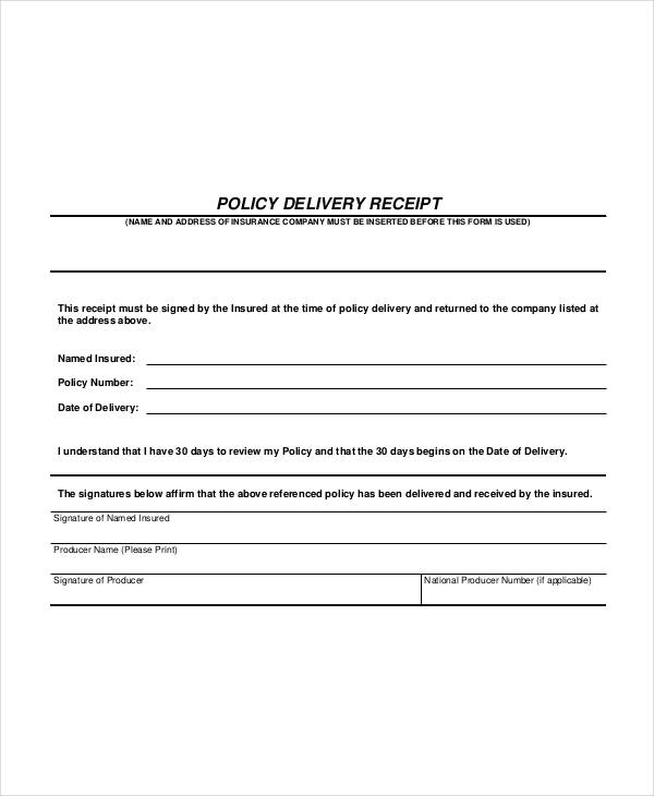 policy delivery receipt form2