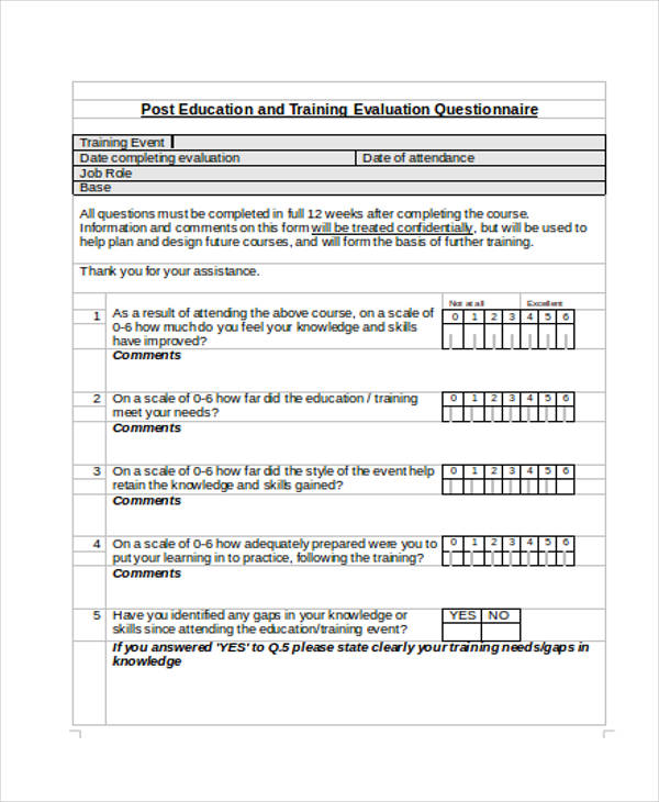 post education training evaluation form4