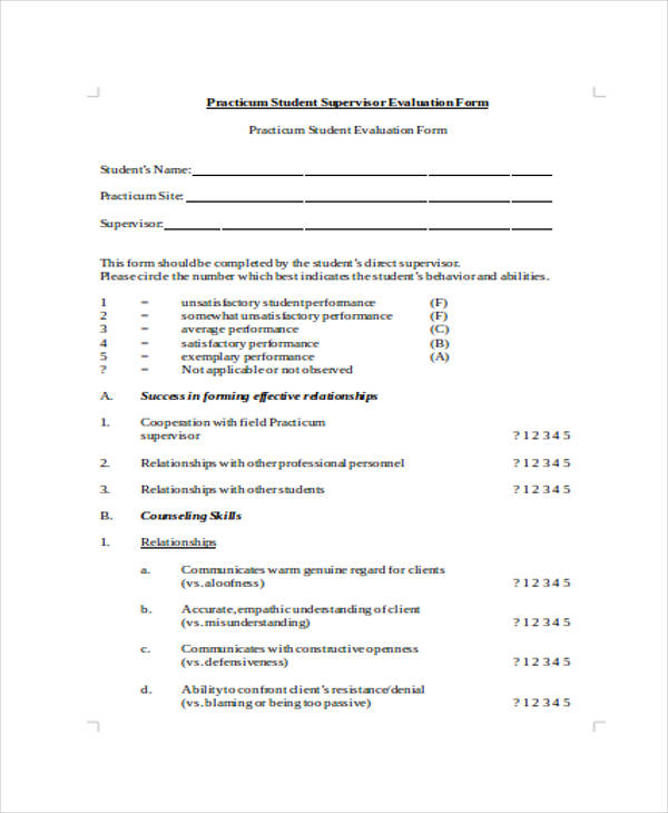 practicum student supervisor evaluation form1