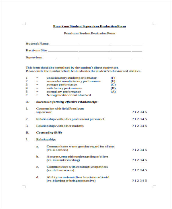 FREE 27+ Student Evaluation Forms in MS Word