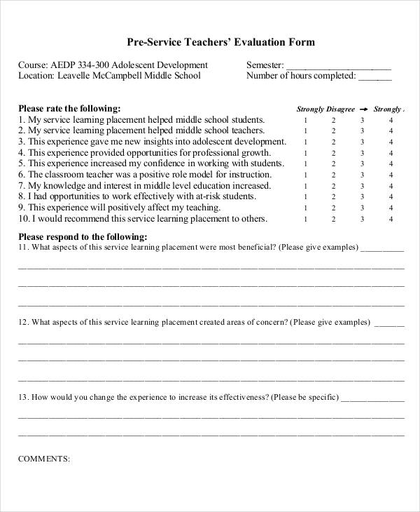 pre service teacher evaluation form1