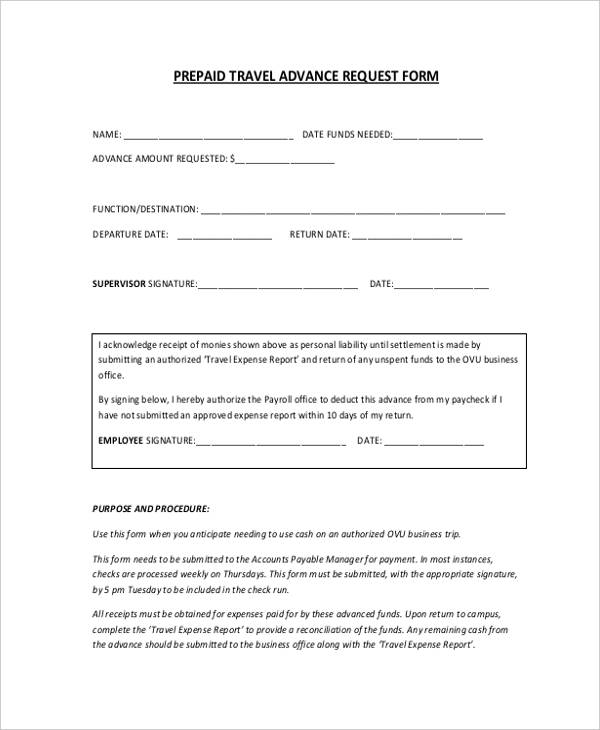 prepaid travel advance request form1