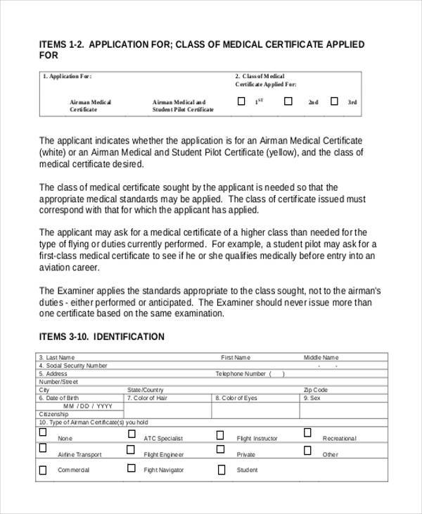 primary medical certificate form