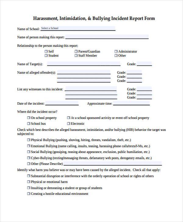 primary school incident report form