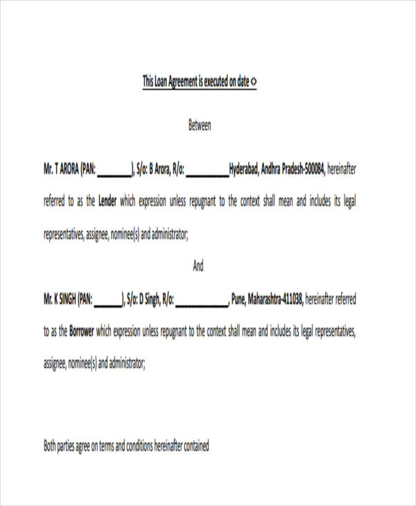 FREE 65 Loan Agreement Form Example In PDF MS Word