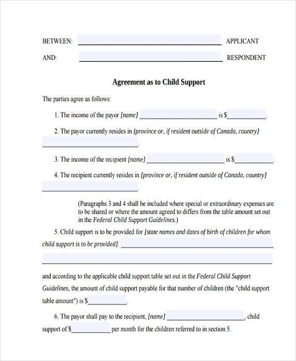 printable child support agreement form