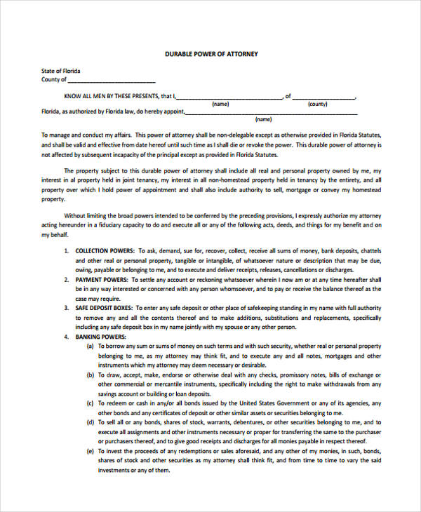 printable durable power of attorney form1