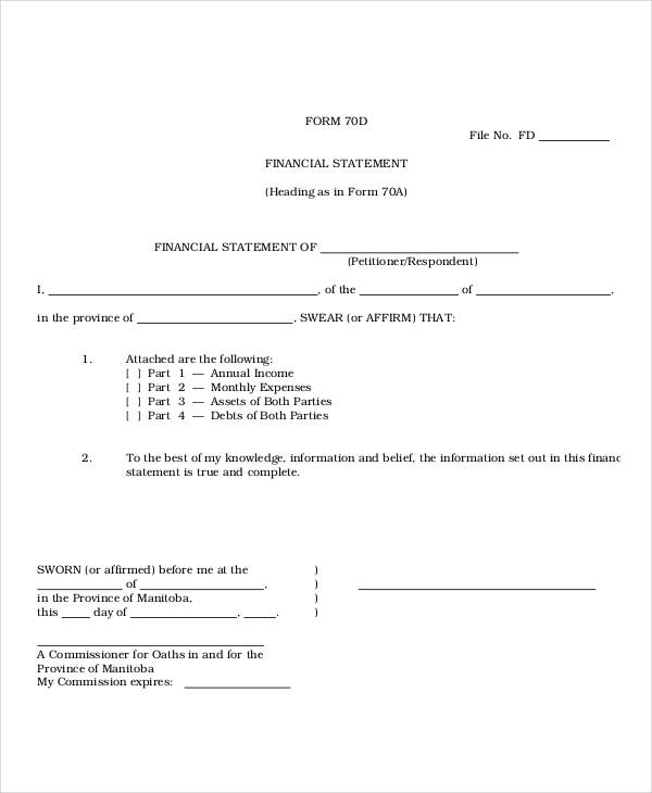 printable financial statement form1