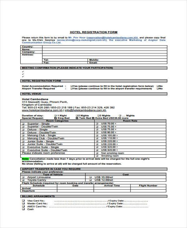 printable hotel registration form