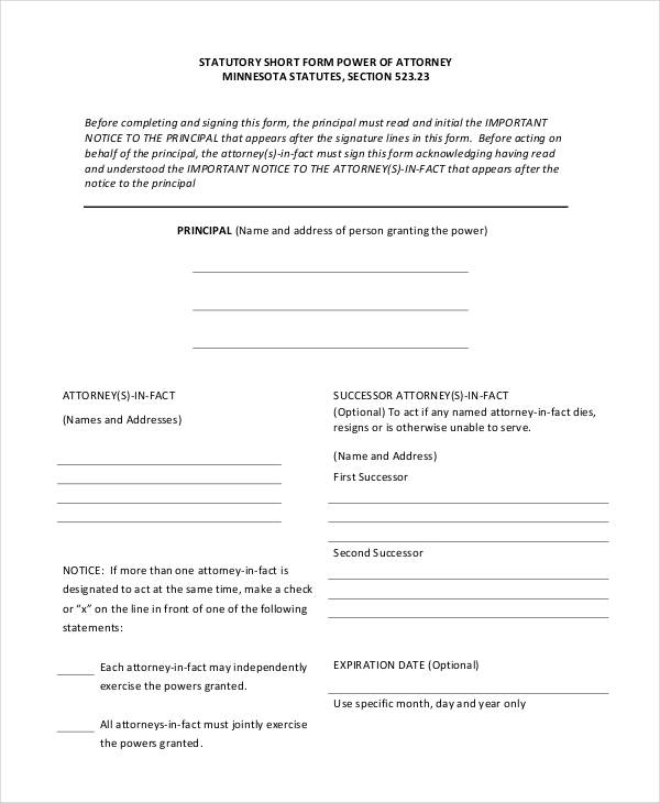 printable legal power of attorney form