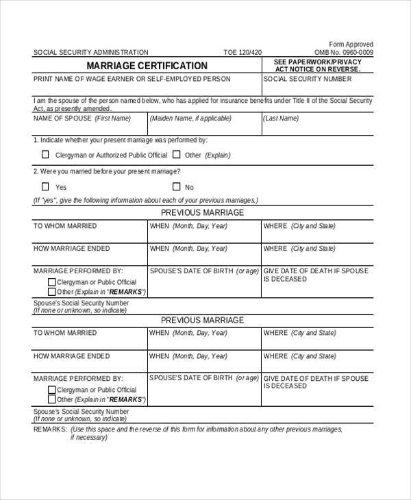 printable marriage certificate form