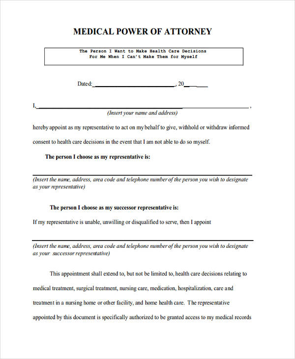 printable medical power of attorney form1