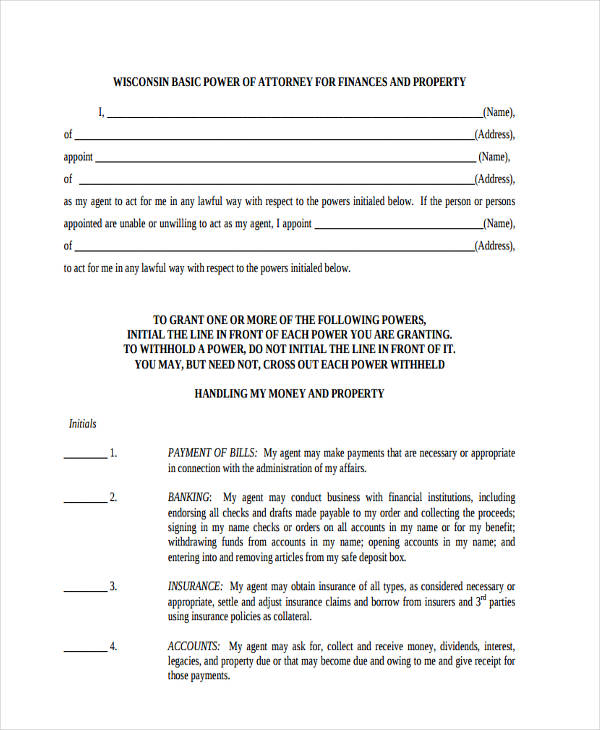 printable power of attorney form template